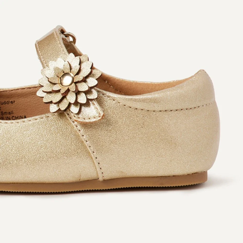 Amazon Essentials Girls Mary Jane Flats Glitter Gold 1 Little Kid